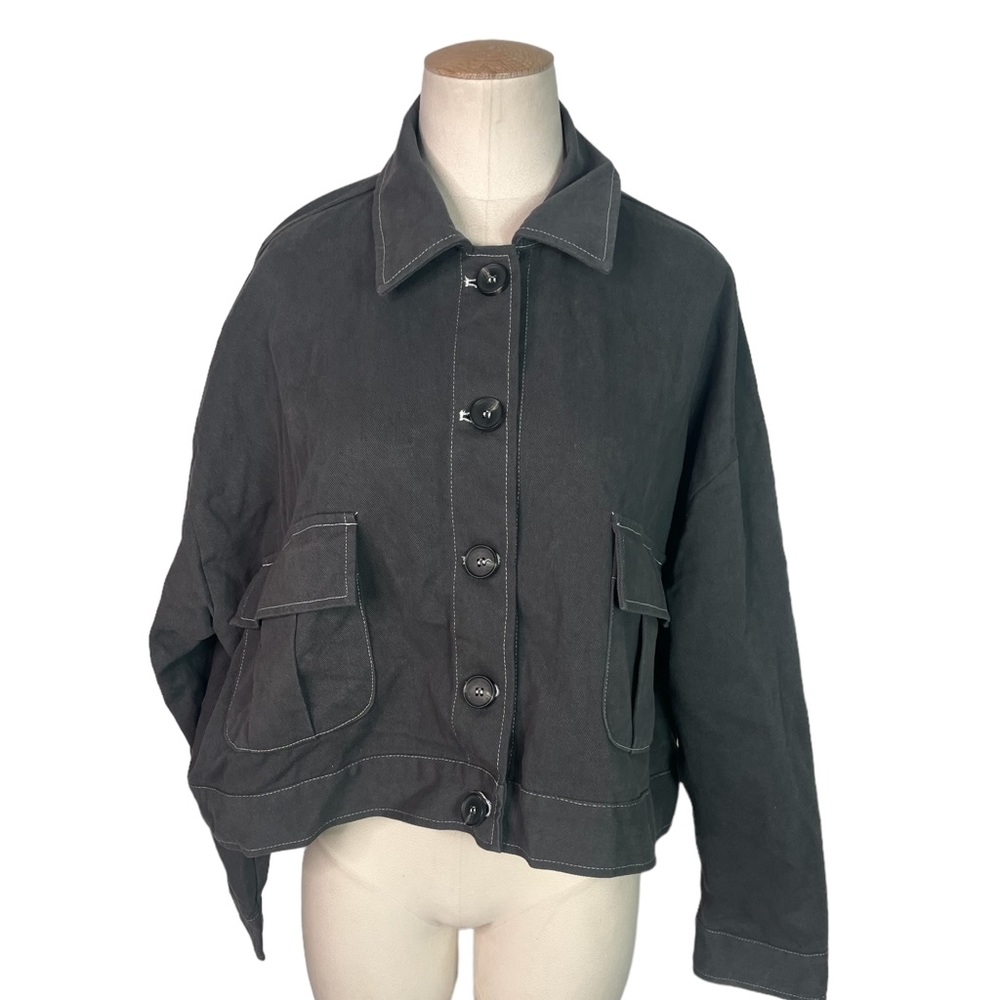 Dada Grey Crop Denim Jacket Size 2